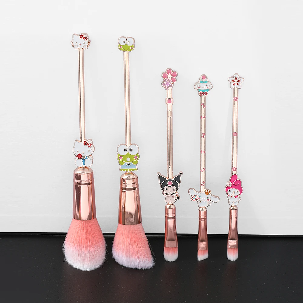 5pcs/set Hello Kitty Sanrio Makeup Brush Kawaii Kuromi My Melody Cinnamoroll Cartoon Character Cosplay Prop Makeup Brushes Tool