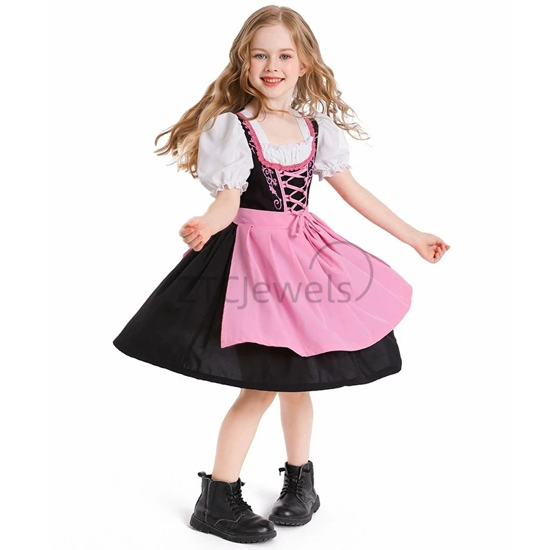 

Children's Traditional German Dirndl Dress Oktoberfest Costume Bavarian National Kids Beer Girls Cosplay Halloween Fancy