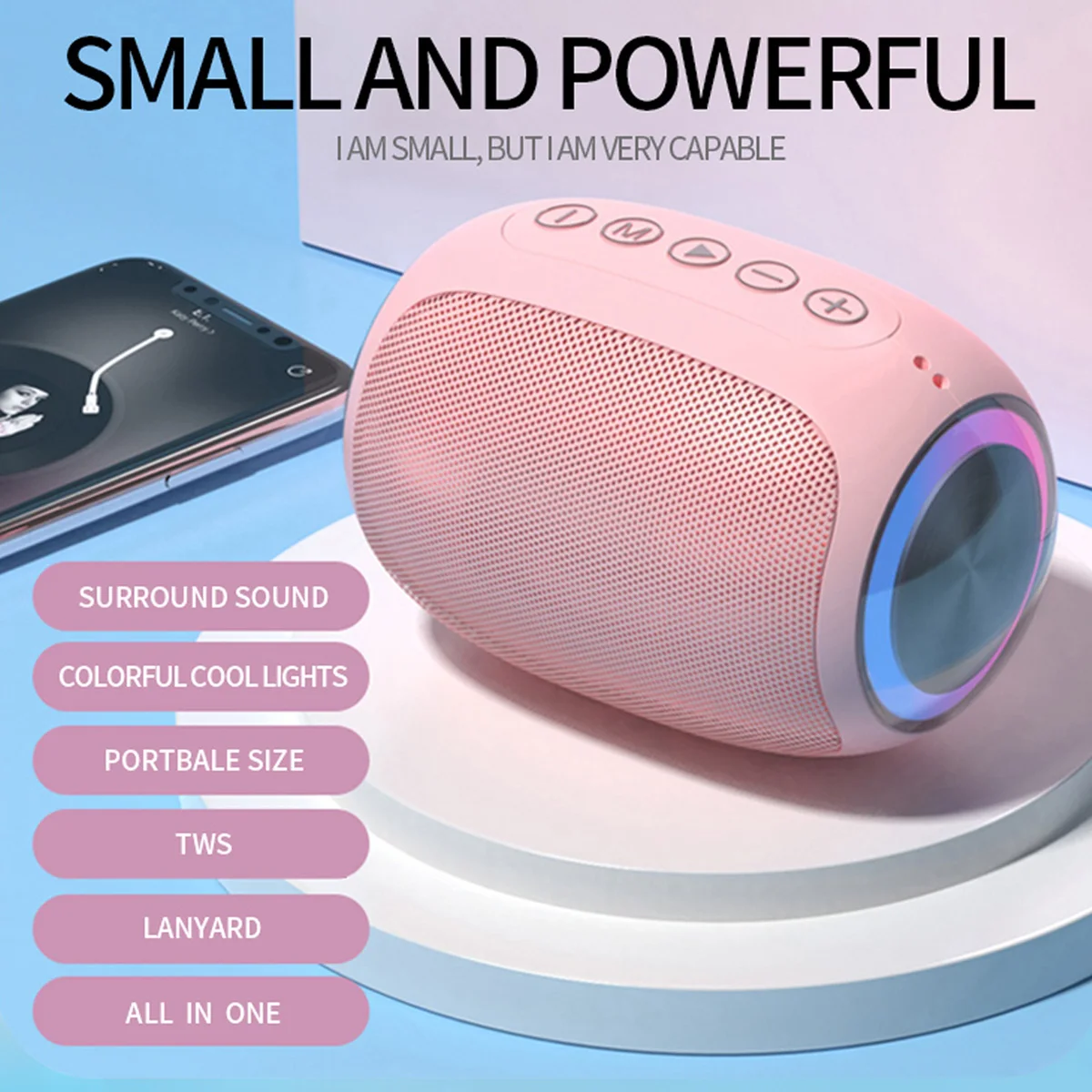 

A66 Pink Bluetooth speaker Home stereo Card play speaker subwoofer HIFI 360° surround sound