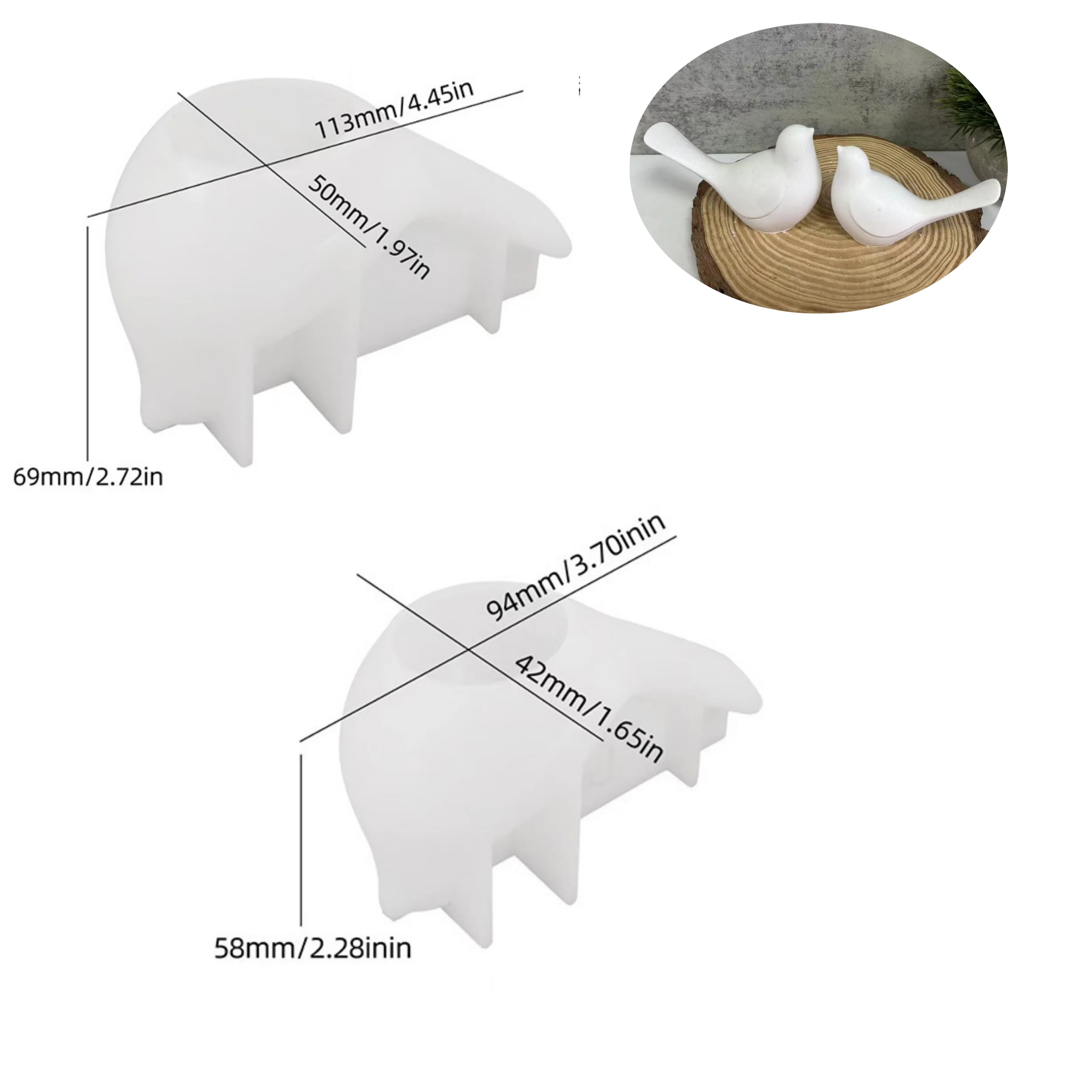 2PCS Bird Aromatherapy Candle Silicone Mold DIY Cute 3D Animal Bird Diffuser Stone Plaster Drop Glue Making Tools