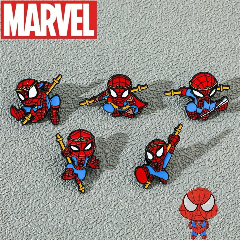 

5PCS Spiderman Metal Brooch Cartoon Enamel Pin Creative Drop Oil Alloy Badge Brooches Clothes Backpack Decoration for Kids Gifts