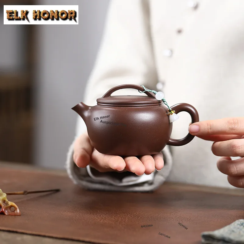 190ml Retro Yixing Purple Clay Hanwa Teapots Handmade Bridge Lid Pot Raw Ore Mud Kettle With Ball Hole Filter Zisha Tea Set view 2