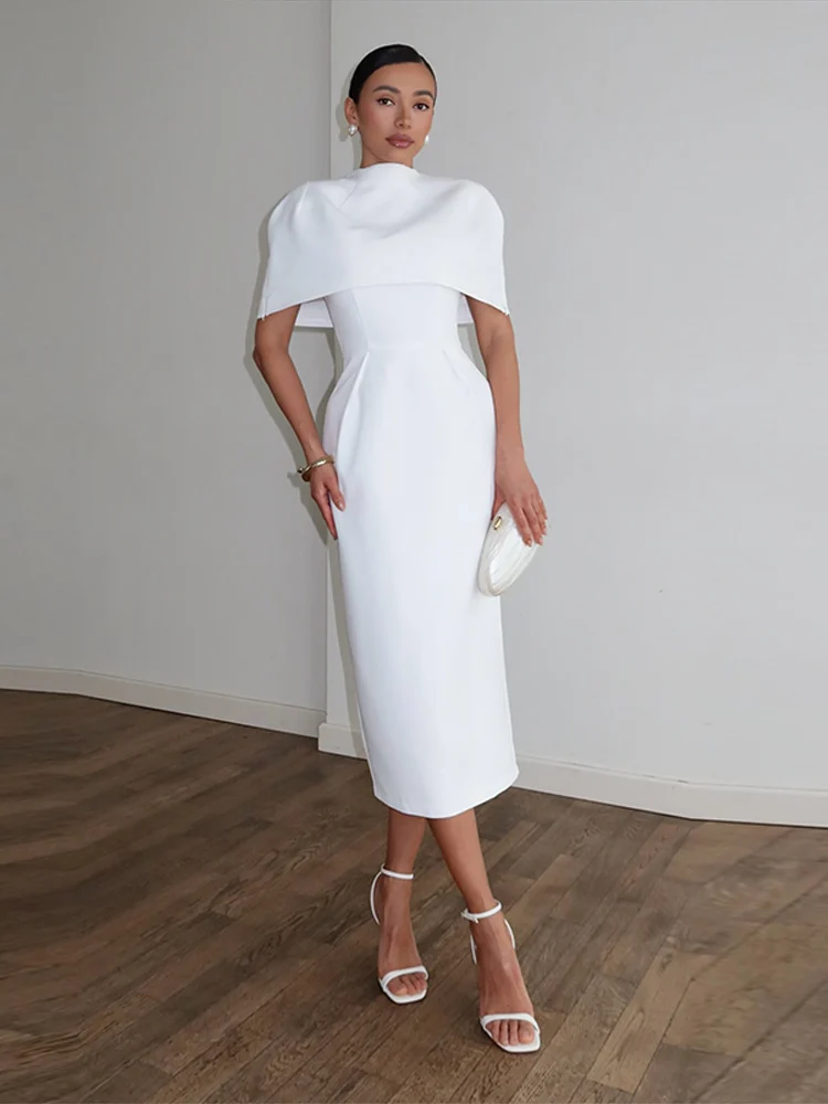Elegant Women Slim Dress With Shawl Chic Sleeveless Coinched Waist Female Long Dress Fashion Party Lady Sets 2026 Summer
