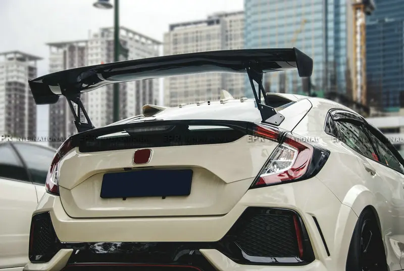 For Honda Civic FK7 FK8 VTX2 Style Fiber Glass Unpainted Racing Car Rear Trunk Wing GT Spoiler FRP Auto Parts