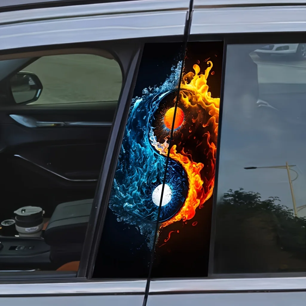 

2Pc custom pattern car B-pillar scratch-proof decorative sticker, waterproof and sunscreen vinyl door column personalized