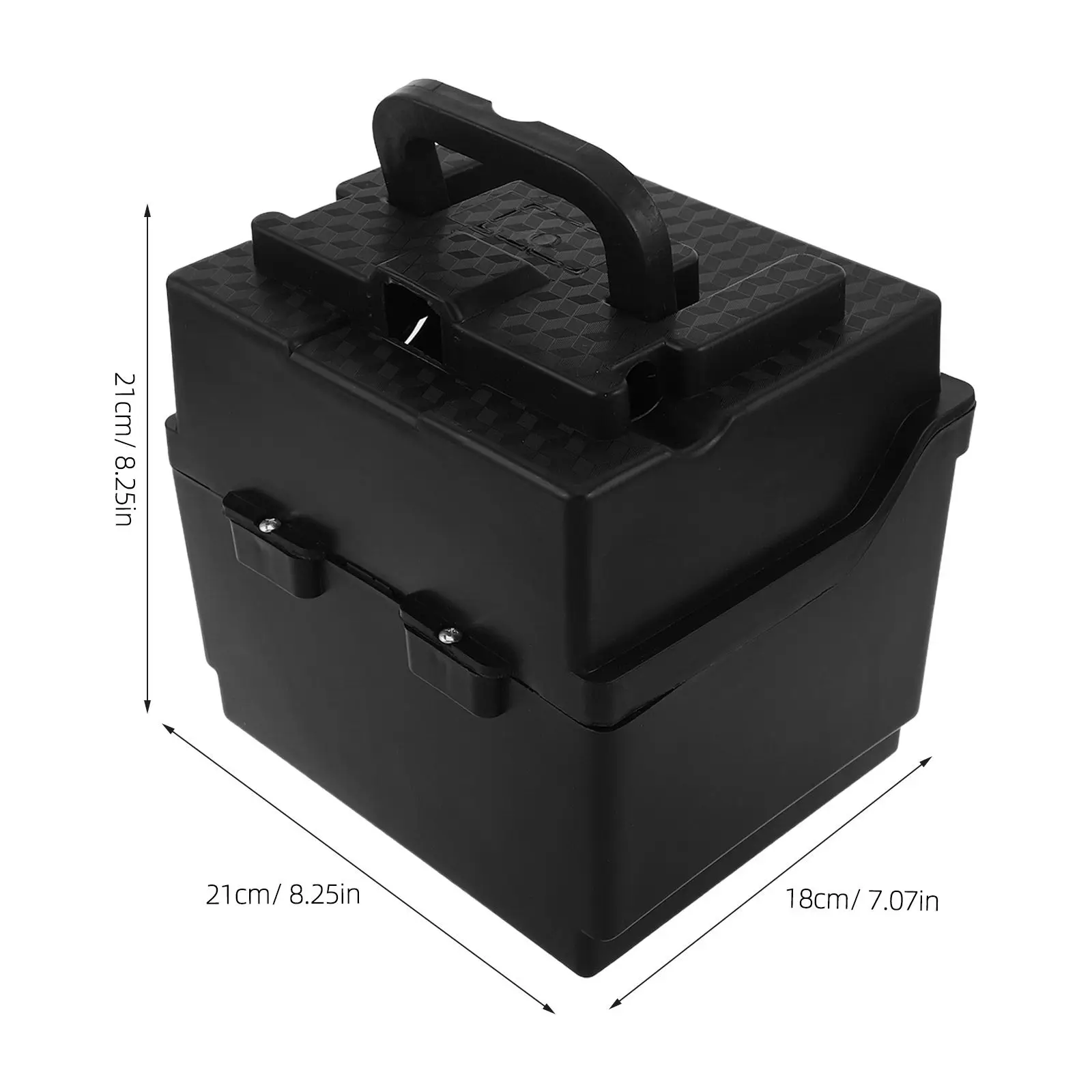 Heavy Duty Plastic Battery Storage Box 12V Handle Portable Waterproof Electric Motorcycle Rv Marine Black 8.27x8.27 Shockproof