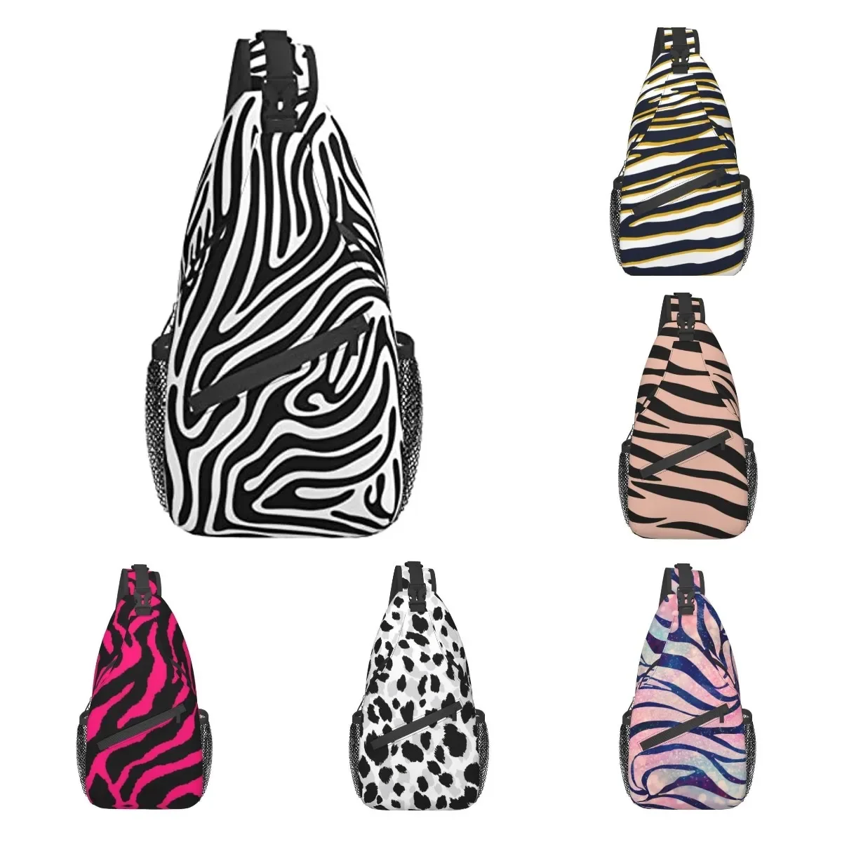 

Рюкзак-слинг с принтом зебры, дорожная походная Сумка-слинг через плечо, повседневный ранец унисекс на ремне для мужчин и женщин