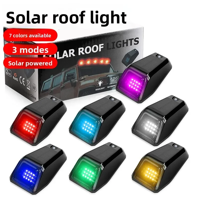 LED Solar Powered Cab Lights Punch-Free Wireless Truck Roof Lights, Warning Light for Pickup Trucks SUV Motorcycles