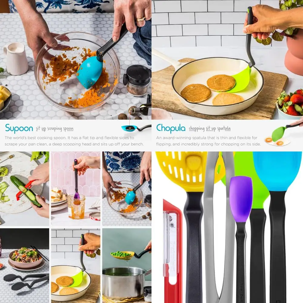 

Premium Silicone & Nylon Kitchen Tools: Chopula, Supoons, Clongs, Sharple, Lestrain - Party Mix