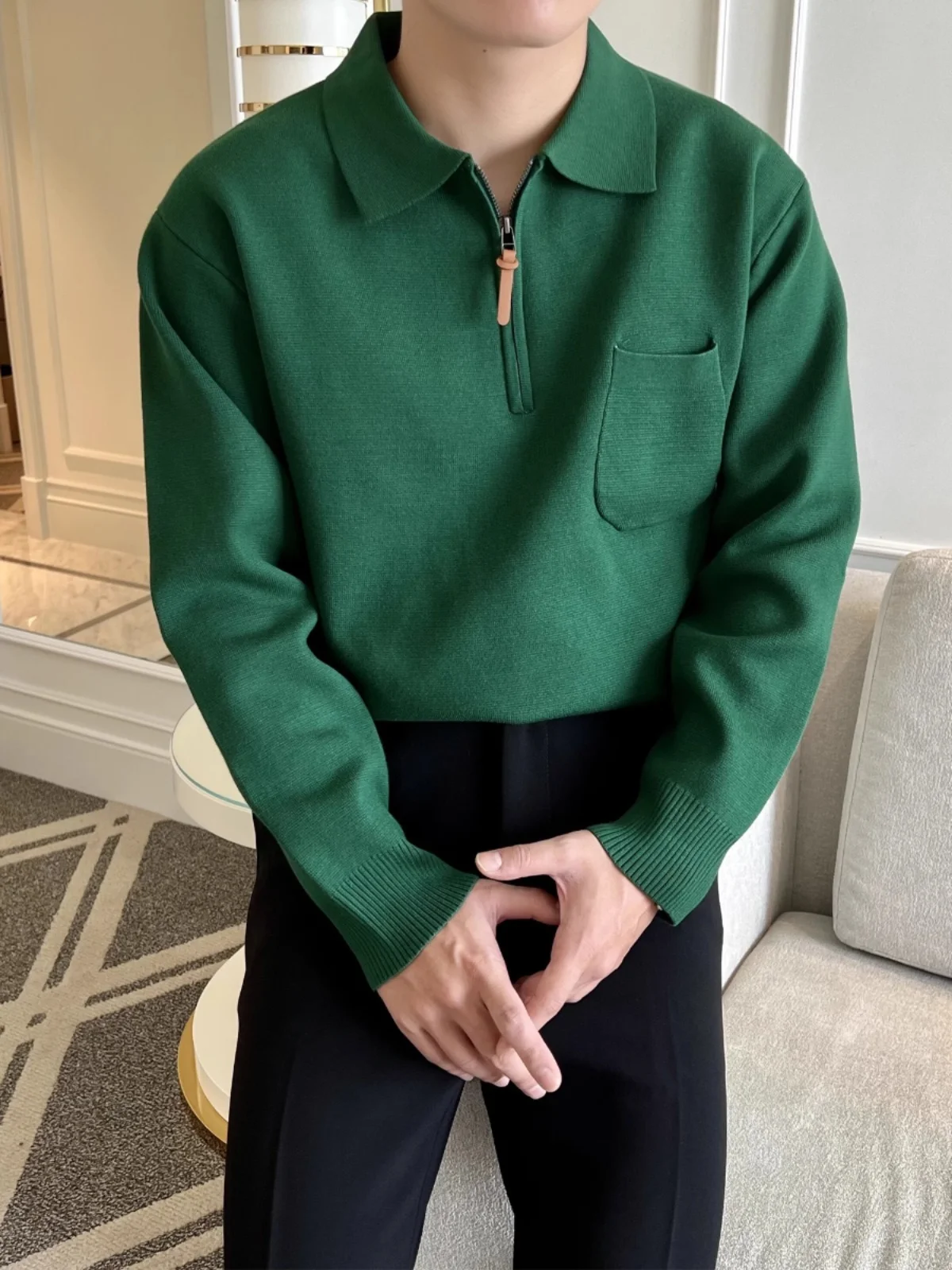 

Корейский облегающий вязаный свитер, мужской новый зимний повседневный американский ретро-воротник, модный топ Long Sve Crew Ne