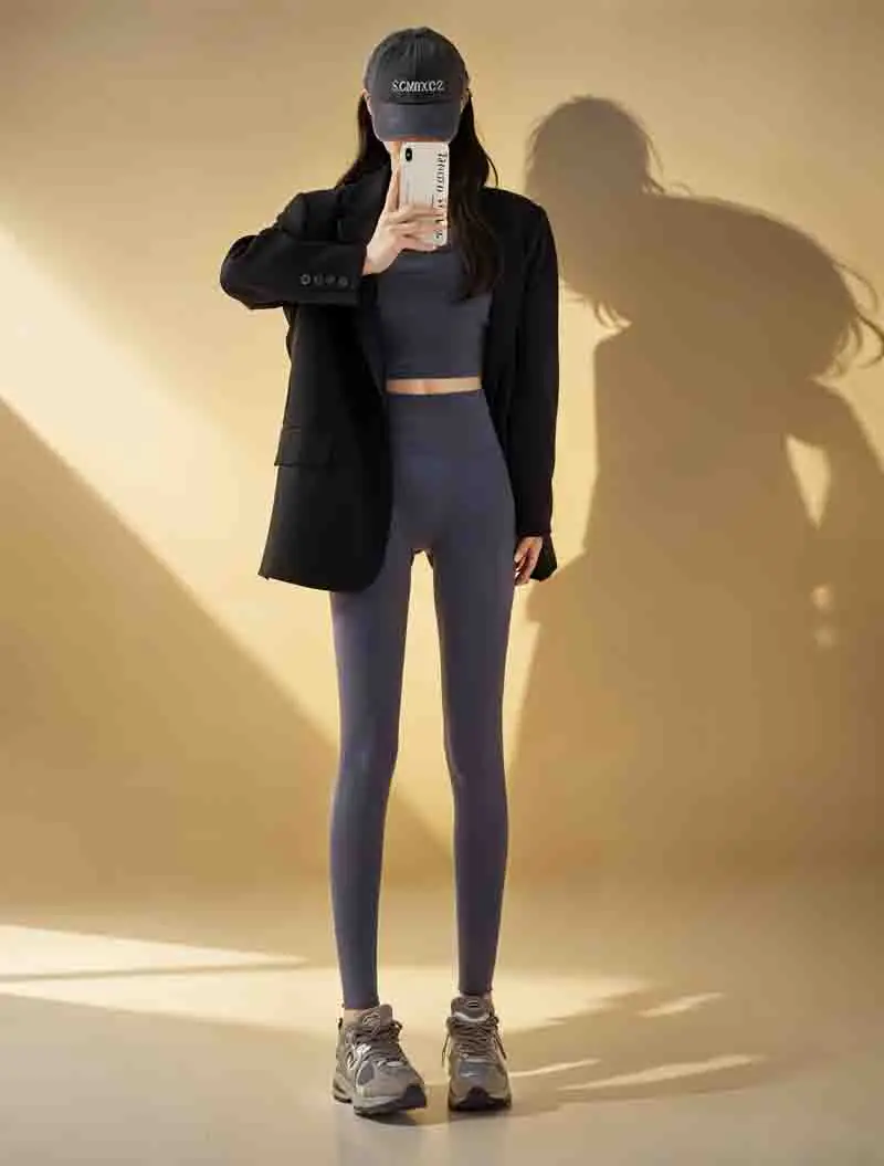 Women'S Fleece Leggings Plush?? Seven-Quarter Comfy Lady'S Shine Detail Match Decoration Oatmeal Lustrous High-Elasticity Tights