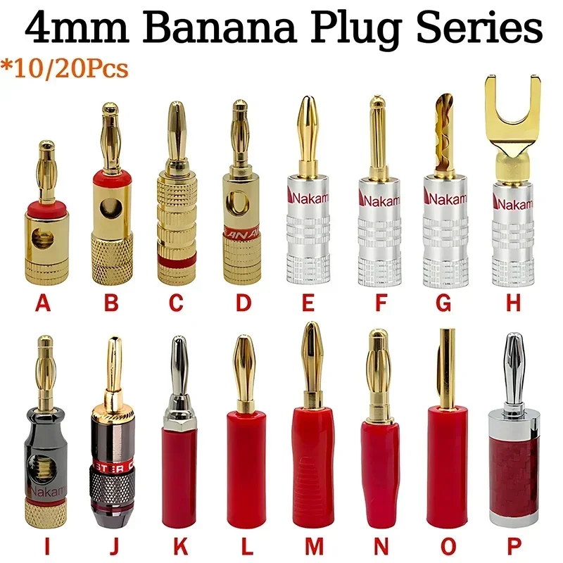 

10/20Pcs Banana Connector Plug Jack Gold Plated Musical Sound Audio Speaker 4MM Banana Plugs For Audio Video Speaker Terminal