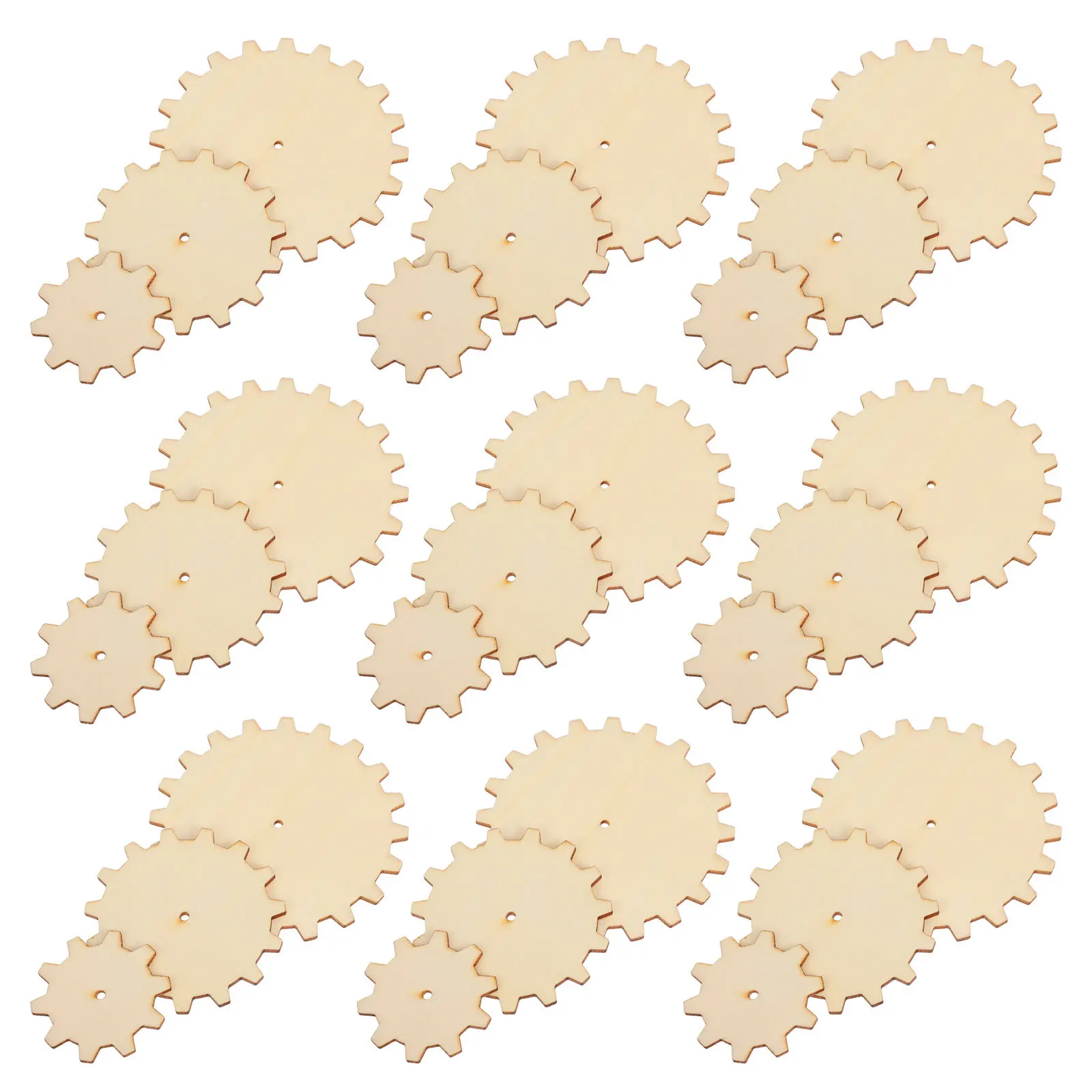 

45Pcs Creative Wooden Gears Unfinished Slices DIY Craft Supplies 5cm 7.5cm 10cm Art Painting Mechanical Learning