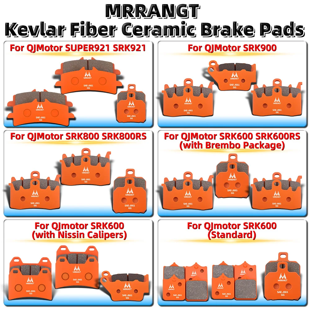 Motorcycle Ceramic Brake Pads Kit Brake Pads Fit For QJMotor SUPER921 SRK921 SRK900 SRK800 RS SRK600 RS