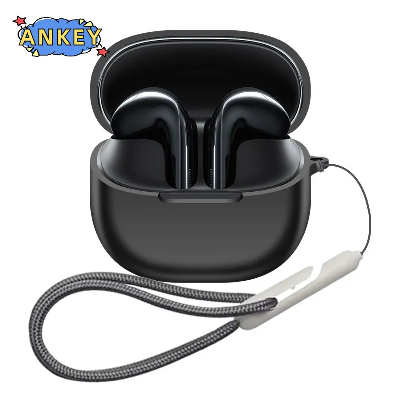 

Чехол для наушников Xiaomi Buds 6, премиальный силиконовый чехол, ударопрочный, с доступом к зарядному порту и карабином.