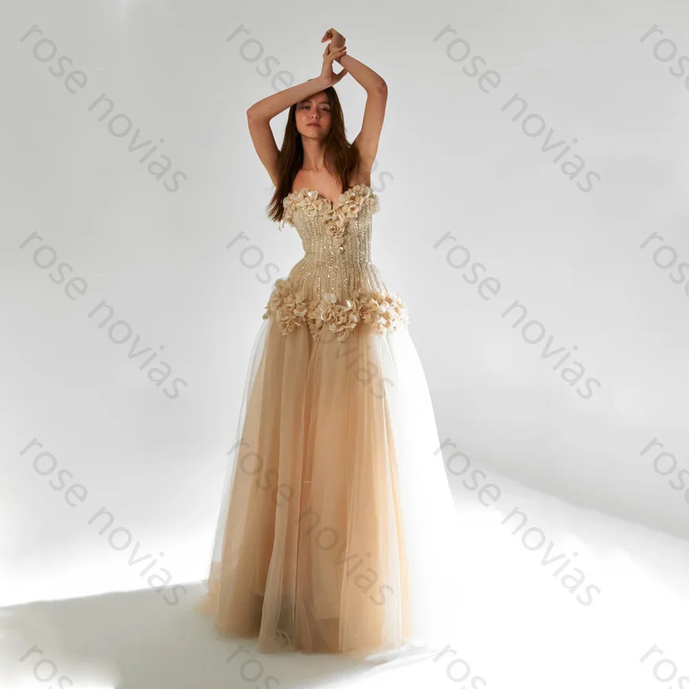 High Quality Classic Evening Dress Tulle for Floor-Length Sweetheart Prom Dress Appliques Flowers Vestidos De Fiesta Customized