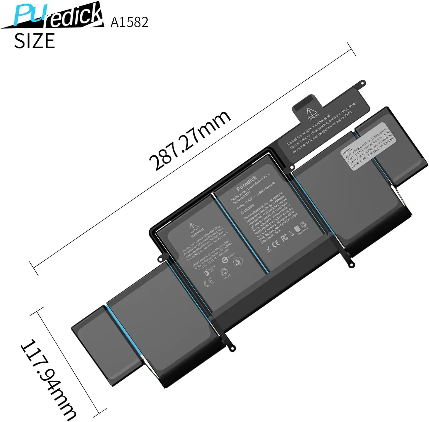 Imagem -02 - Bateria de Substituição para Macbook Pro 13 Retina A1502 Início de 2023 Meados de 2014 Final de 2013 A1493-alta p Yioui-a1582