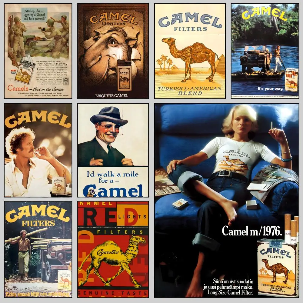 art Vintage Camel Cigarettes Poster Wall Posters Self-Adhesive Wall Stickers Home Decoration for Bedroom Living Room