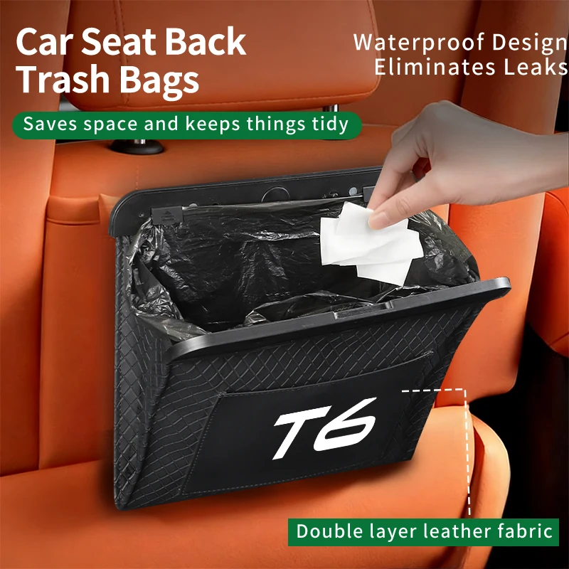 Waterproof Car Seat Back Trash Bags Leather Anti-kick Bin Bag For Volvo T6 XC90 XC60 C30 S60 C70 XC40 V40 XC70 V70 V60 V50 S80 4