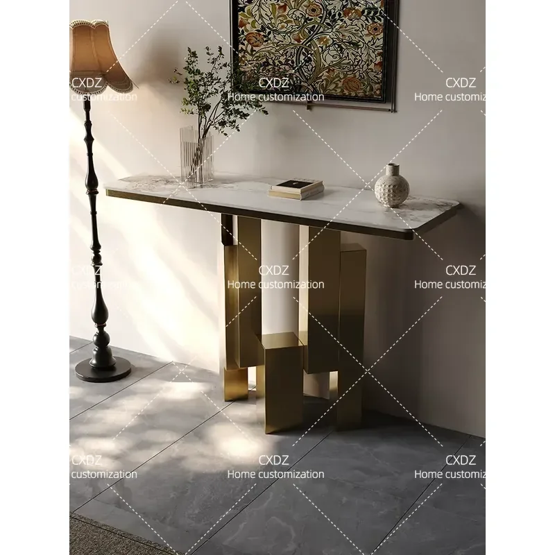 Light Luxury Marble Rectangular Entrance Table Minimalist Entryway Console for Door Corridor Background Wall Decor Platform