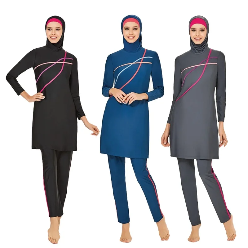 Muslim Modest Swimwear Women Swimsuit Hijab Islamic Burkini Cover Ups Long Sleeve Swimming Suit Hijabs For Woman Bathing Swim