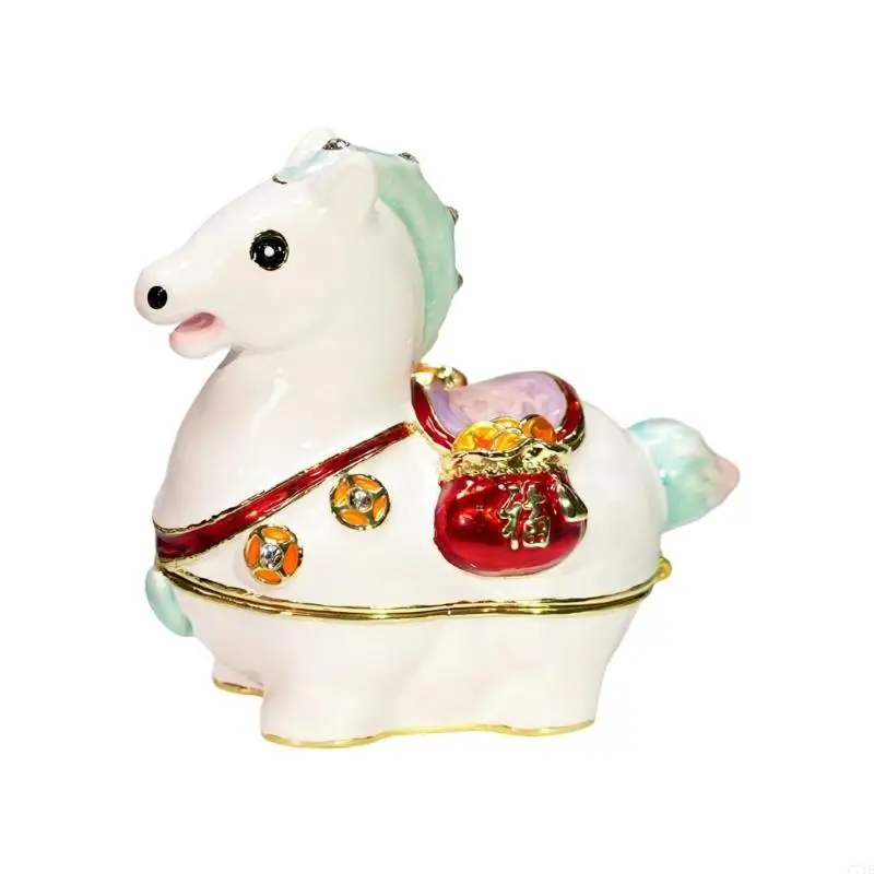 Unique Small Accessory Case Horse Decorative Storage Box Alloy Texture Suitable for Keeping Valuables Safe