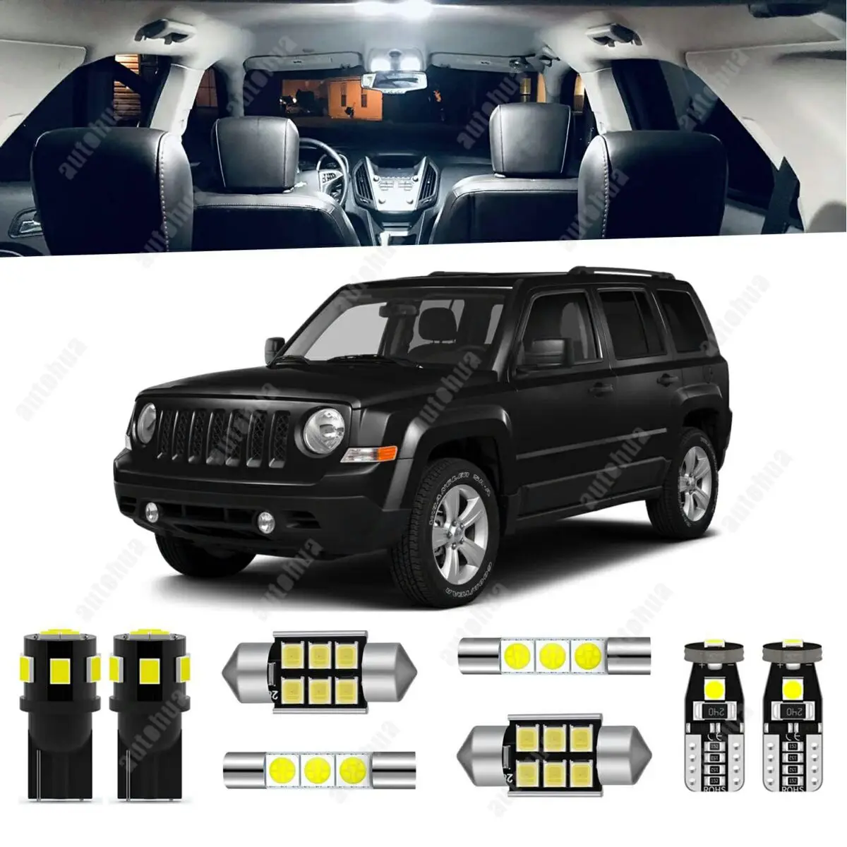 LED Interior Lights For Jeep Patriot 2007-2017 White 6000K LED Lighting 23Pcs