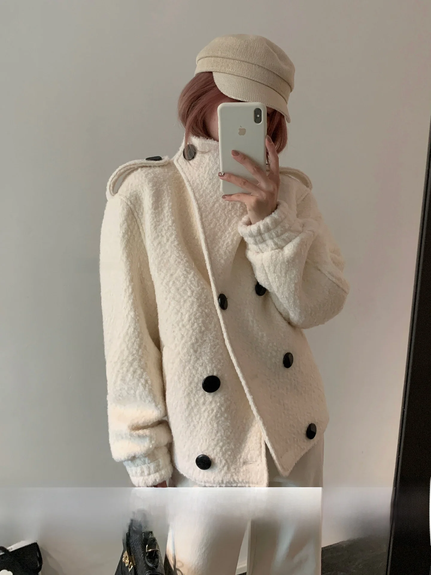 

Женское двубортное шерстяное пальто LILI Lady Count с воротником-стойкой, повседневное, свободного кроя, теплое