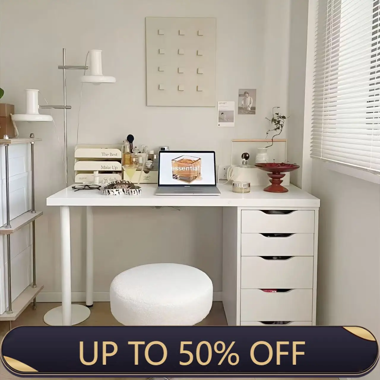 Household Wood Desk Computer Desk Ample Storage Household Minimalist Modern Office Two-person Table Multiple Drawers Gaming Desk