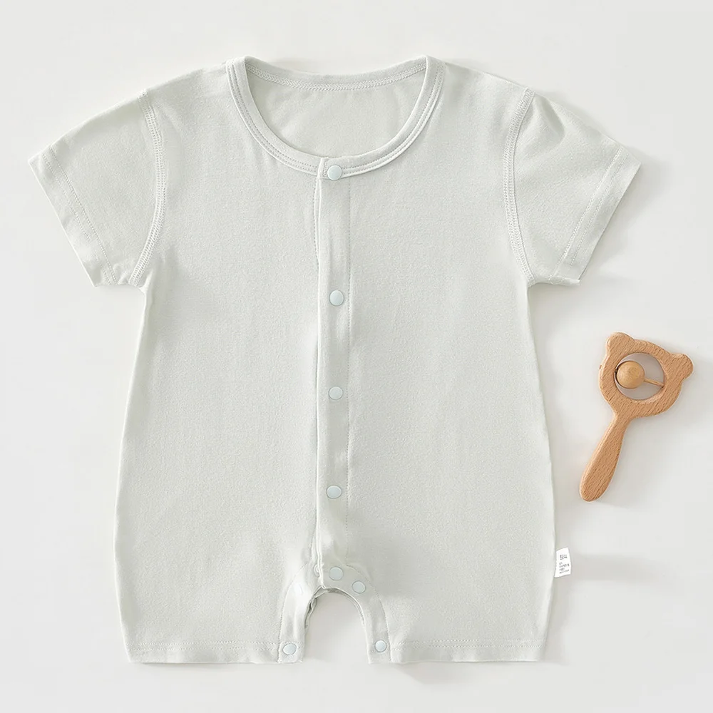Baby Girls Clothes Summer Thin Baby Boy Romper Short Sleeve Solid Color Boutique Infant Newborn Jumpsuit Wholesale
