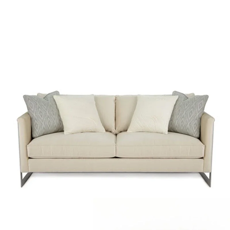 

Simple modern living room stainless steel fabric three-person sofa furniture cafe hotel lobby leisure sofa