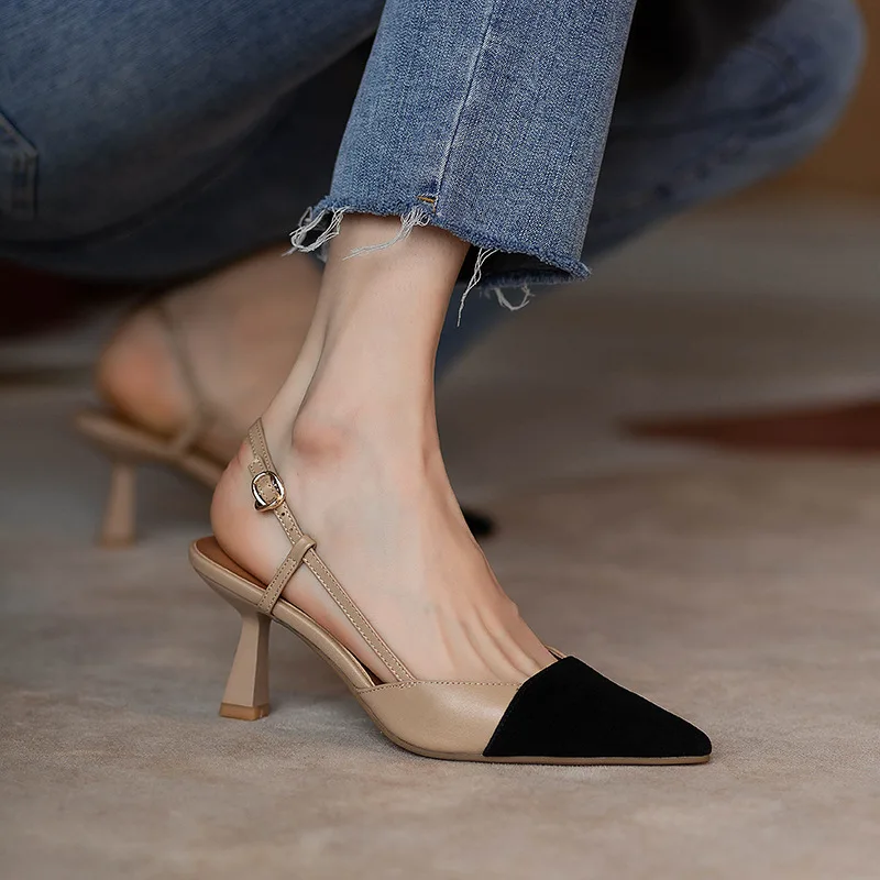 High Heels Summer 2023 New Arrival Fashion Buckle Pointed Heel Sandals Women Comfort Simplicity