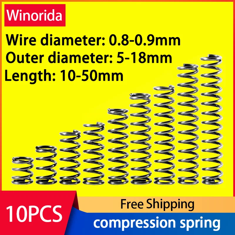 65Mn Sprężyna ściśnięta Średnica drutu 0,8/0,9 mm Średnica zewnętrzna 5-18 mm Sprężyna dociskowa Sprężyna powrotna Sprężyna zwalniająca