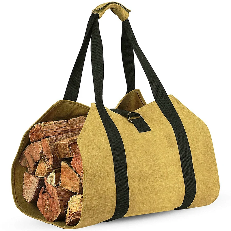 Large Capacity Canvas Firewood Wood Carrier Bag Log Camping Outdoor Holder Carry Storage Bag Tote Home Kitchen Supplies