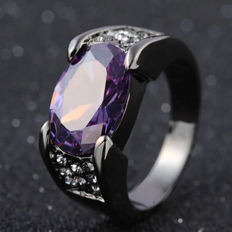 Zircon Inlaid Black Cross Border Rings For Men /WomenRed Purple Crystal Wholesale Jewelry Anniversary