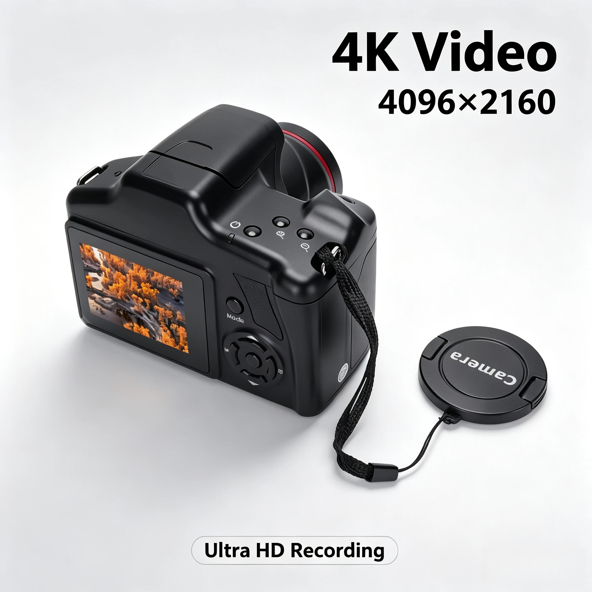 4K Digital Camcorder 16MP Vlog Video Camera 16X Digital Zoom Portable Video Recorder for Travel Party Outdoor Vlogging