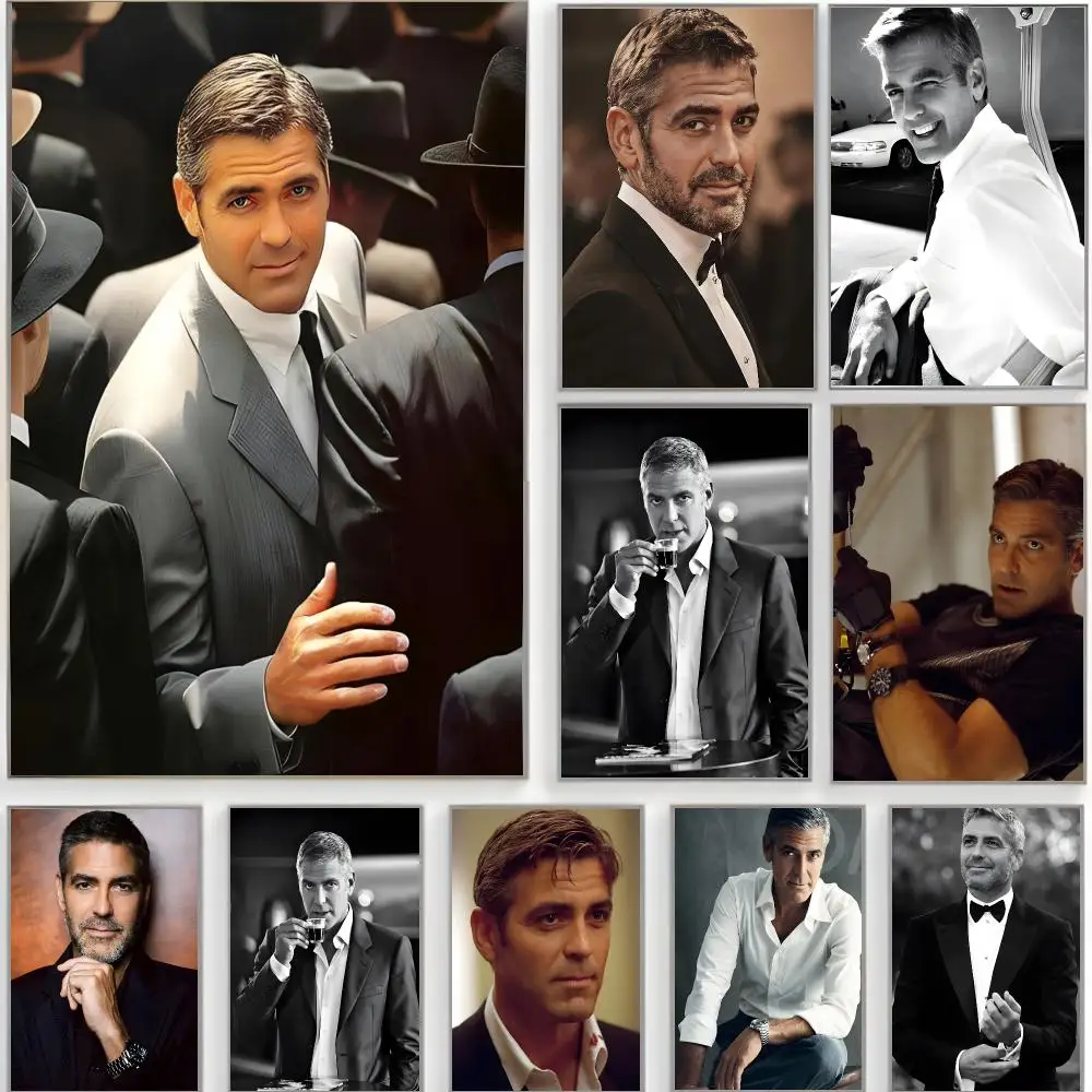 actor portrait George Clooney Poster Classic Wall Art  Home Decor  Peel and Stick Unframed