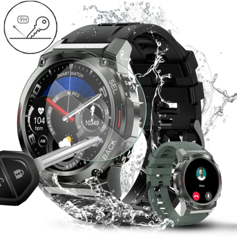 2 Stück Smartwatch gehärtetes Glas für Oukitel BT50 Smartwatch Displays chutz folie für Oukitel BT50 Schutz folie Displays chutz folie