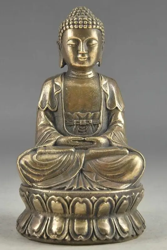 

Hand Hammered Bless Collectable Chinese Brass Old Amulet Buddha Statue