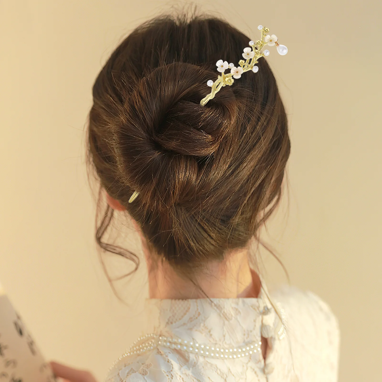 

4pcs Pins Vintage Chinese Floral Alloy Tassel Accessories For Women Hanfu Updo Sticks Flower Metal Hair Chopsticks