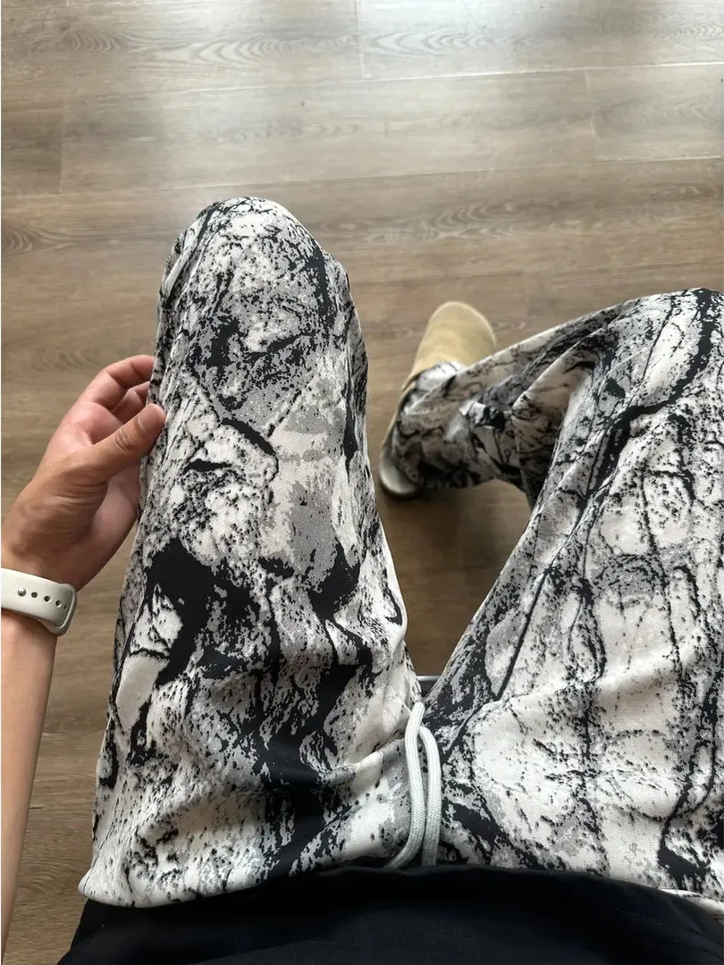Casual Loose Wide Leg Pants Men's Summer Thin Ice Silk Dyeing Breathable Loose Fit Drawstring Elastic Waist Casual Trousers