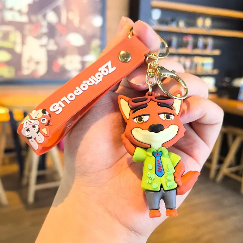 Porte-clés mignon Disney Zootopia en PVC, personnage de dessin animé Judy Nick chef Bogo, sac suspendu pour Couples, décoration, cadeau de Festival