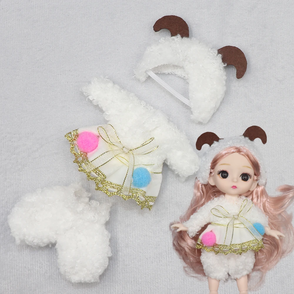 New Clothes For Dolls 16 cm 15cm Bjd Clothes Hat Short Sweater Skirt For Mini Doll 1/8 1/12 6inch Hoodie Dress Up Boys and Girls