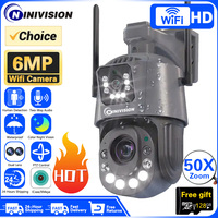 6MP Dual Lens PTZ Control Wifi Camera Outdoor 50X Optical Zoom AI Human Detection 150-200M Color Night Vision IP Camera iCsee