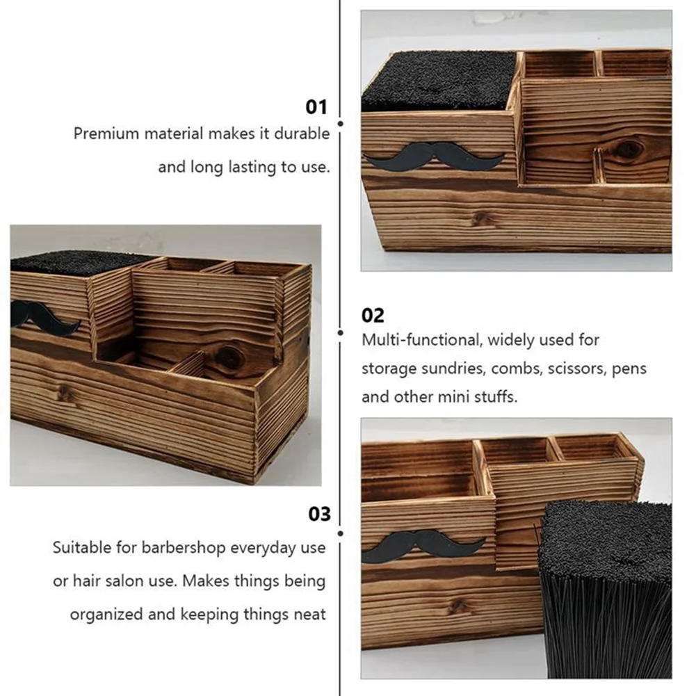B03C-2X Wood Hairdressing Tool Box Hair Salon Shear Holder Hair Cutting Scissors Rack Storage Container Barber Tools Holder