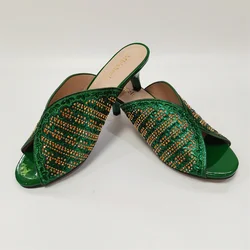 Latest 2024 Women's Rhinestone Sandals Mid-heel Party Sandals Women Fish Mouth Shoes Bing Bing Elegant Sadnals 6cm F902-1
