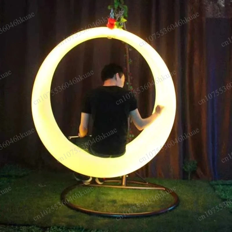 

Glow Light Up Round Ring Swing Hammock Chair, Hanging Seat for Courtyard & Event Decoration
