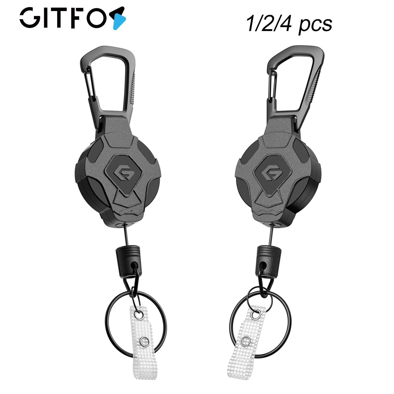 

Retractable Keychain Heavy Duty Carabiner Clip Durable ID Badge Reel Stainless Steel Retractable Cord for Work Security Outdoor