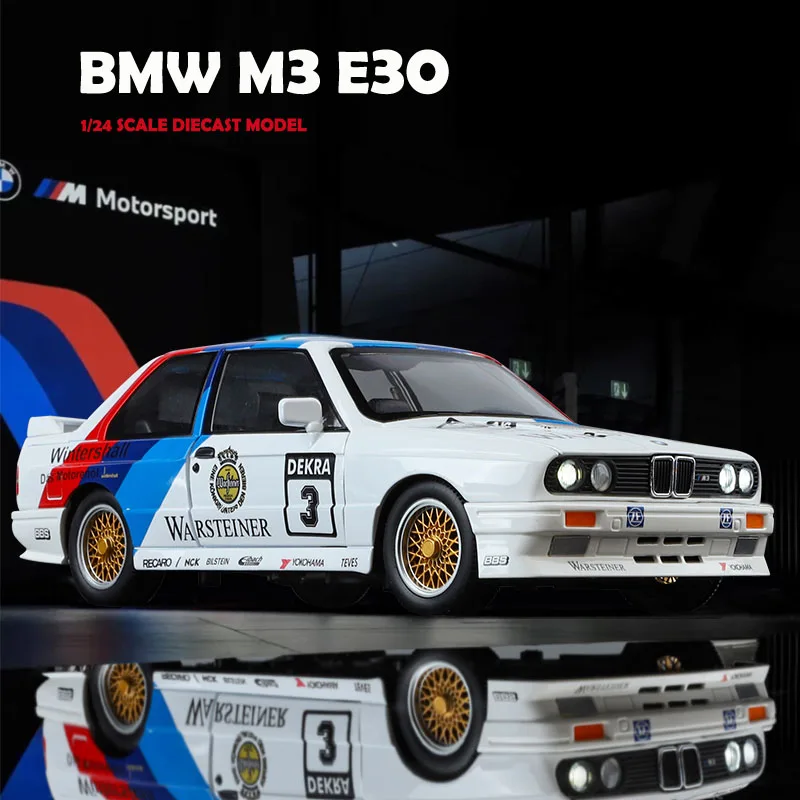 

Литой под давлением 1:24 BMW M3 E30 1988, коллекция моделей автомобилей из сплава Mpower, миниатюрная модель Voiture для детей и мальчиков, металлические игрушечные транспортные средства, домашний декор