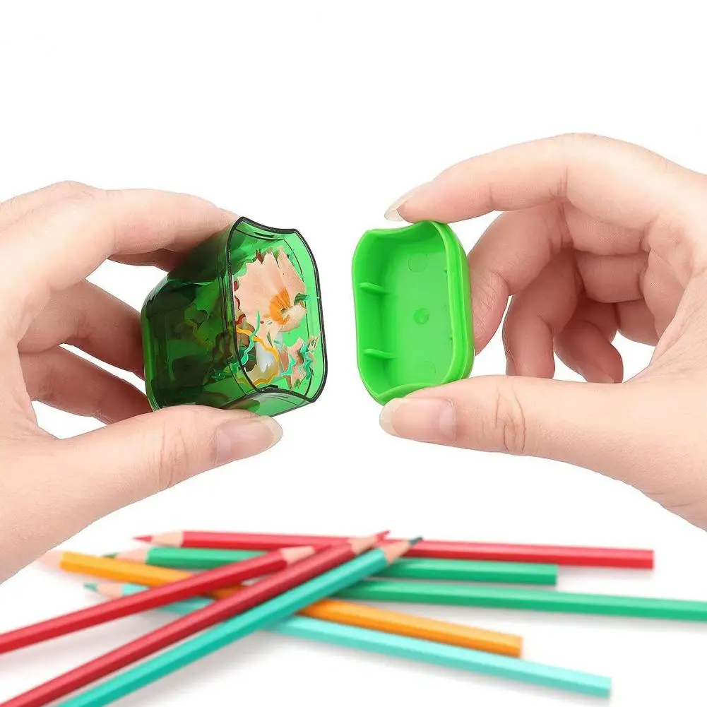 Small Sharpener for Artists Students 5pcs Double Hole Pencil Sharpeners with Lid Transparent Handheld for School for School
